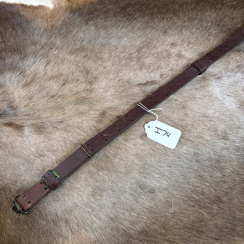 Vintage Leather Rifle Sling With Swivels & Tooling 