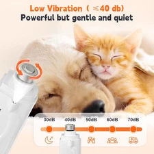 2-In-1 Dog Nail Trimmers Grinder 2 LED Lights Ultra-Quiet USB Rechargeable Guard