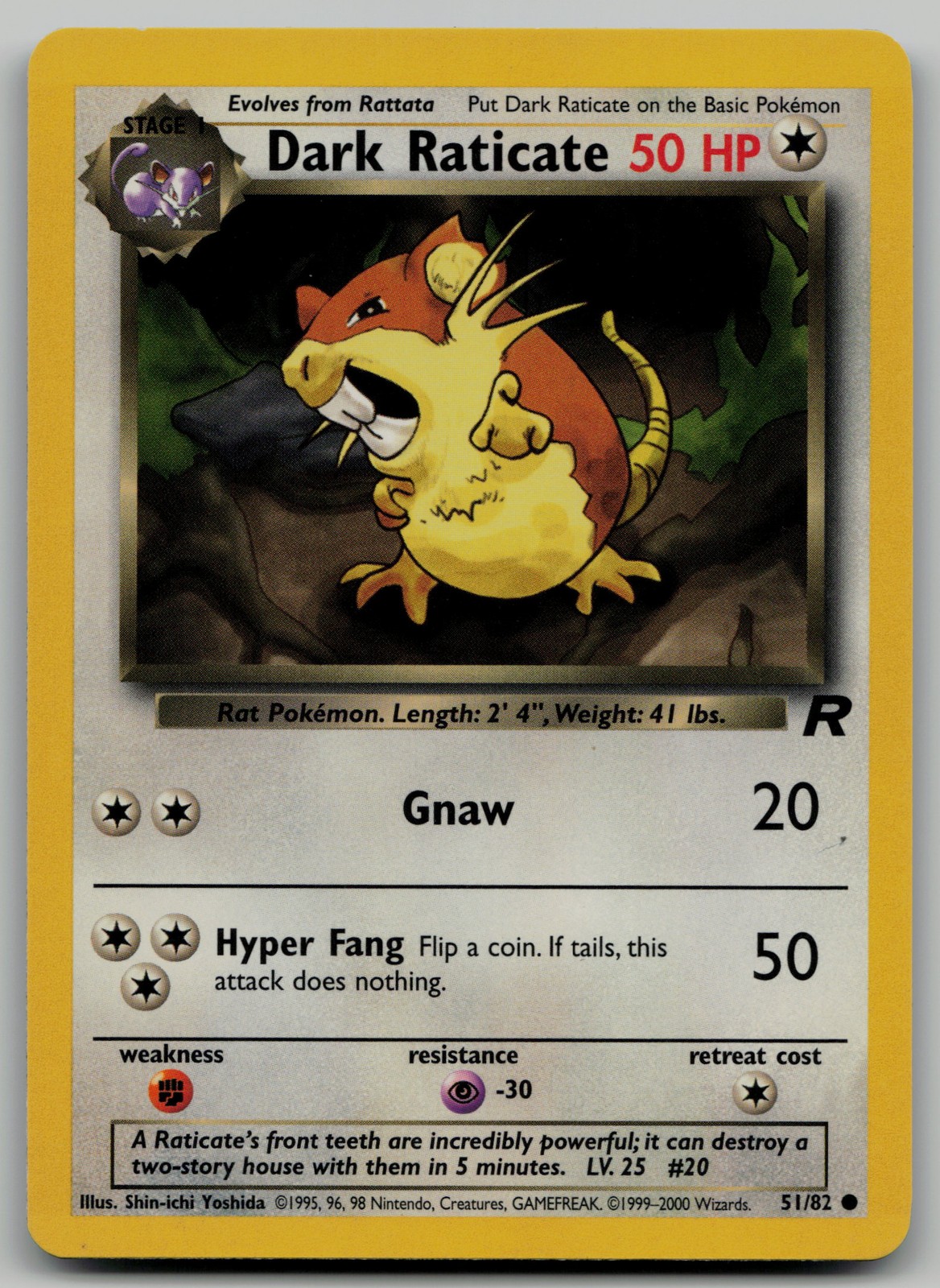 Dark Raticate Common Team Rocket 51/82 NM