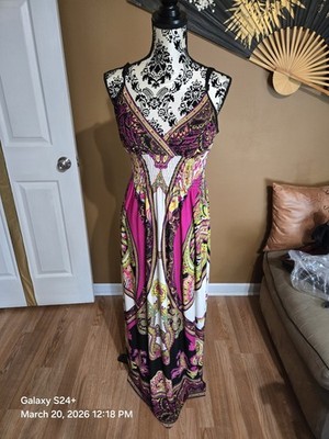Soho V-Neck Multicolor Geometric Print Maxi Dress Size 12