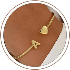 Easter Gifts for Kids Teen Girls - Dainty 14K Gold Plated Letter A-Z Initial Hea