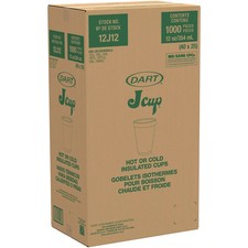 Dart 12J12 Foam Cup 12 oz Insulated White Disposable Drink Cup 1,000/Case