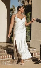Show Me Your Mumu Anderson Luxe Satin White Strappy Maxi Dress size XXL (14-16)