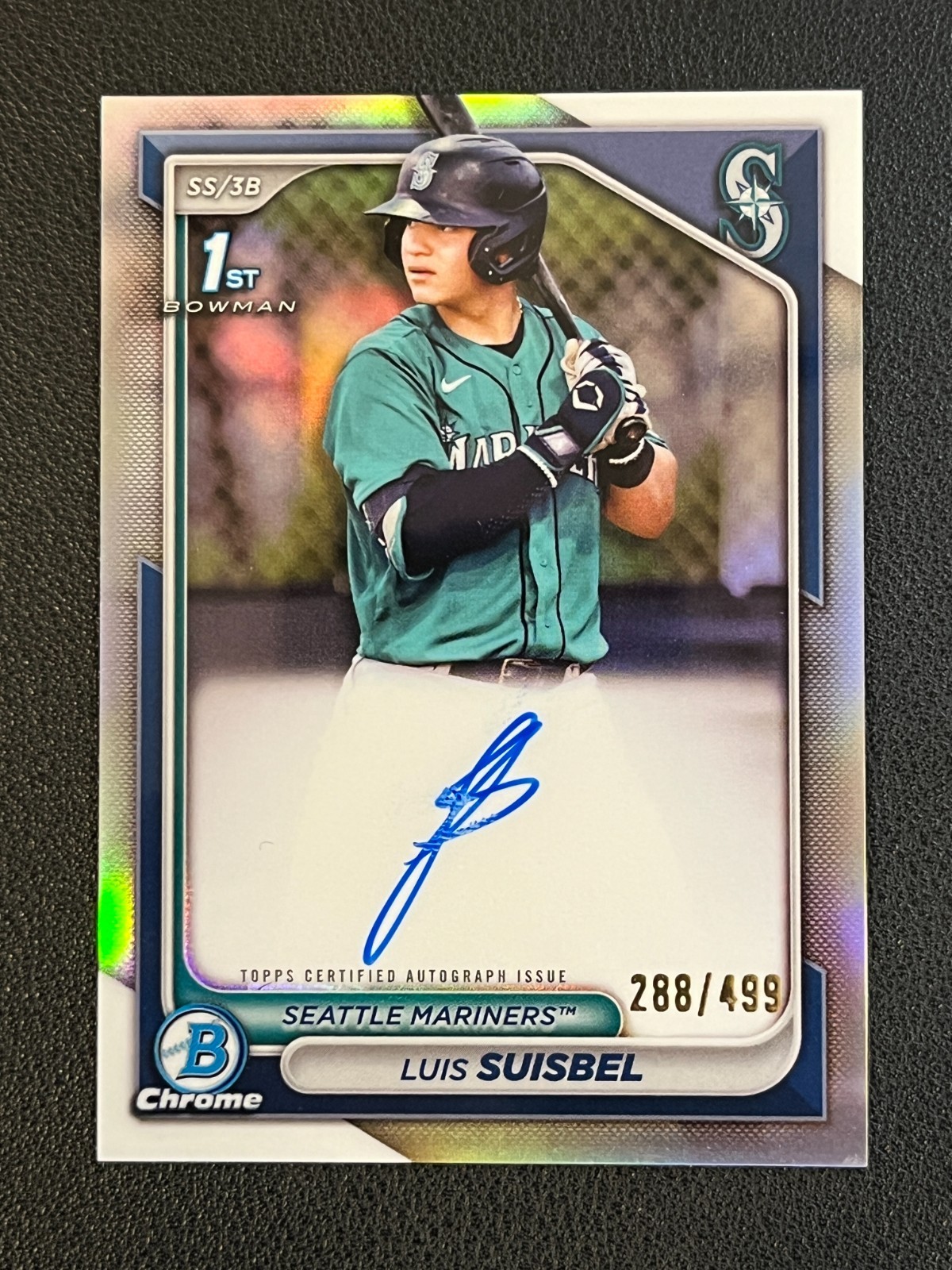 Luis Suisbel 2024 Bowman Chrome 1st Auto Refractor /499 Mariners 