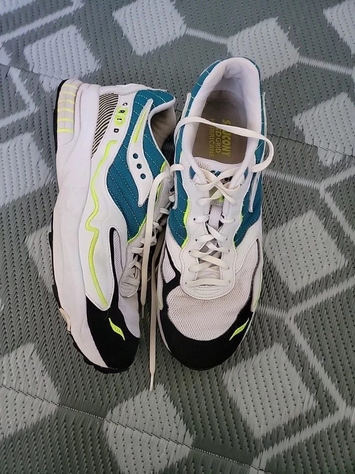 Saucony 3D Grid Hurricane White‎ Green Neon Running Shoes Mens Size 10 Saucony 3D Grid Hurricane White Green for sale | eBay main image 4