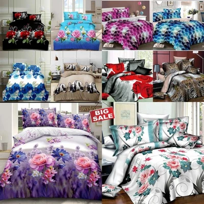 ONLINE BEDDING STORE 3D Complete Bedding Set 4Pcs Duvet Cover Fitted Sheet Pillowcase For All Season