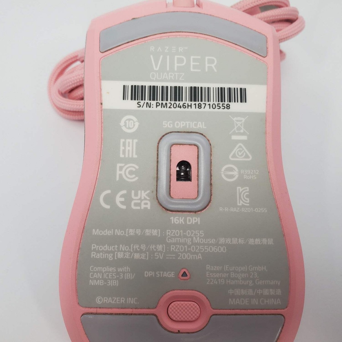 Razer Viper Quartz Wired Mouse RZ01-0255 Pink | eBay