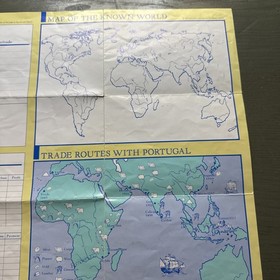 Uncharted Waters Nintendo NES Foldable Promo Map Poster Insert ONLY With Writing