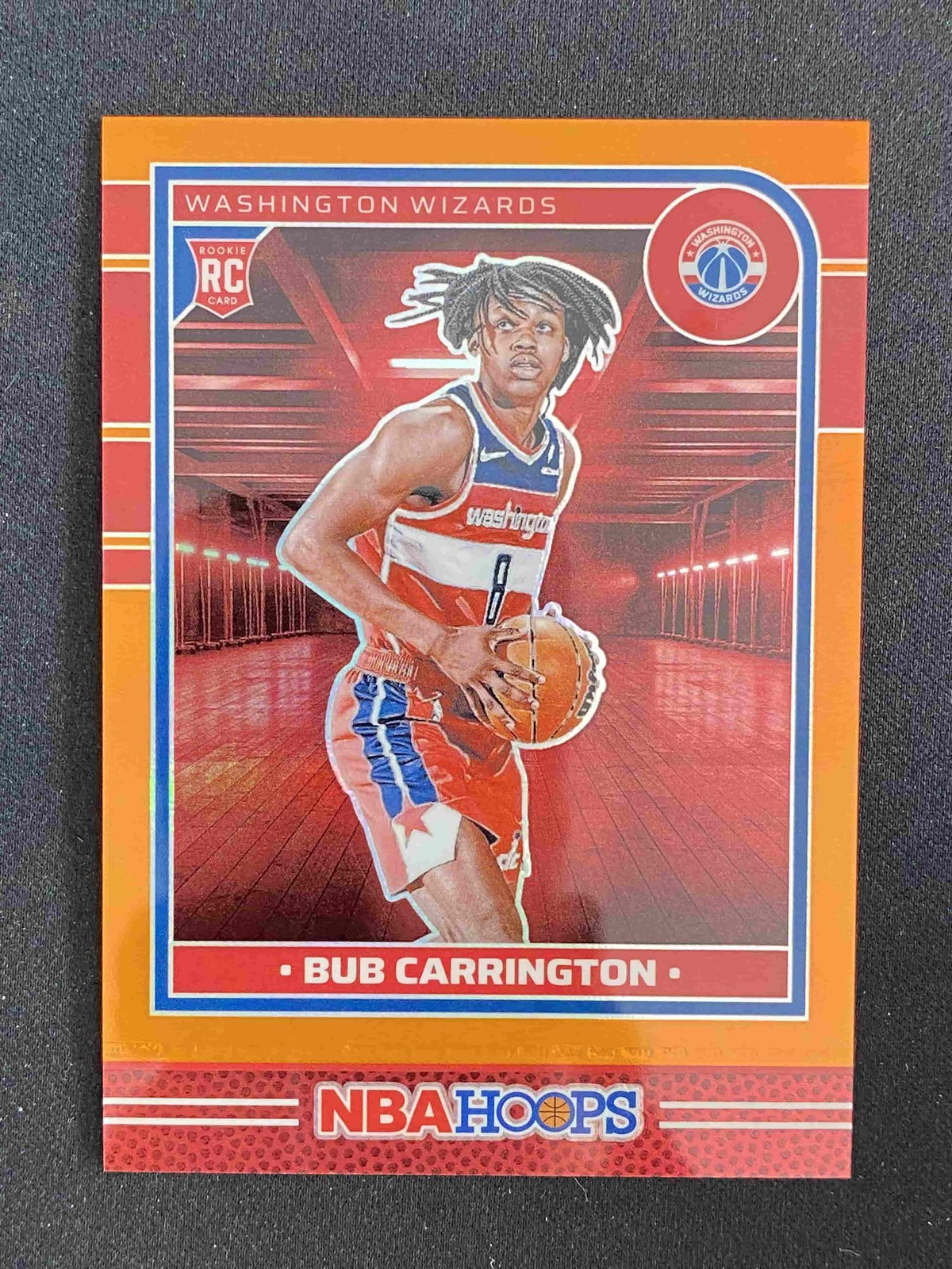 Bub Carrington 2024-25 Panini NBA Hoops Premium Orange Prizm 184/199 RC #244