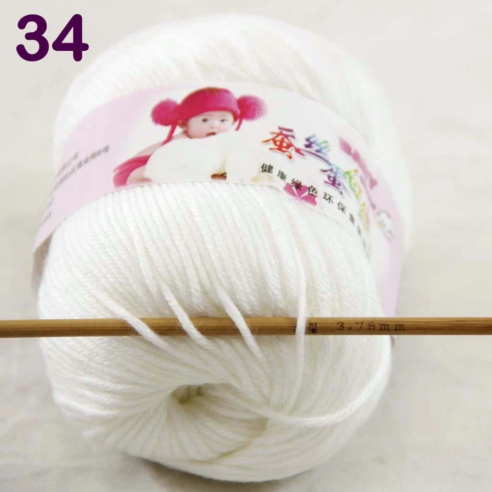 BabyDK 8 Balls x 50gr Cashmere Silk Wool Hand Knit Wrap Shawls Crochet Yarn 34 - Image 4 of 4