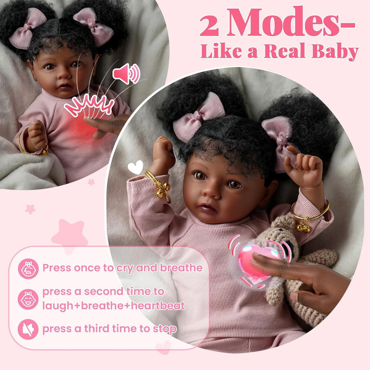 BABESIDE 4-In-1 Interactive Reborn Baby Dolls with Breathe