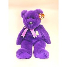Ty Beanie Buddy Princess Diana Bear Purple Plush White Rose 1998 14 inch