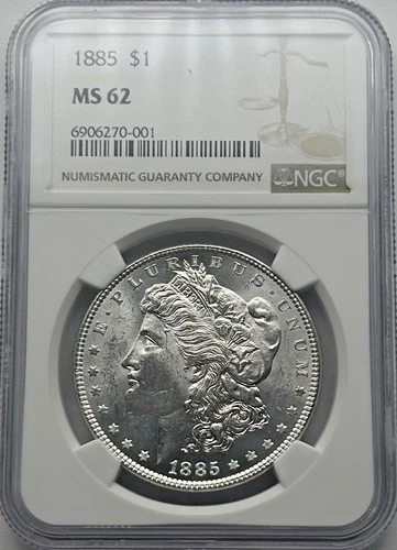 1885 Silver Morgan Dollar Coin MS 62 NGC Certified