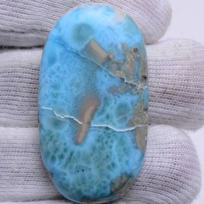 Soul Der See ~ 97.00 Cts Natürlich Larimar 45mmx25mm Oval Unbehandelt Edelstein