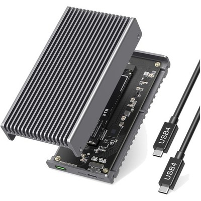 External M.2 NVMe SSD Enclosure, Thunderbolt 4/3, USB-C, Aluminum, 8TB