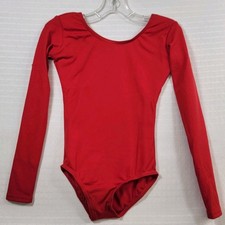 Capezio Girls Long Sleeve Leotard "Team Basics" Red Size Small