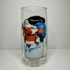 Coca Cola Haddon Sundblom Santa Wherever I Go Christmas Glass Series 2 Vintage
