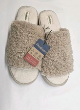 Dearfoams Cozy Comfort Women's Platform Terry Slide Slipper In Beige Size 11-12