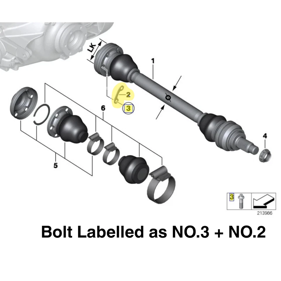 6x KIT DE TORNILLOS DE PERNO DE EJE TRASERO SALIDA INTERIOR NUEVO GENUINO BMW SERIE E X Z Foto 2 de 4