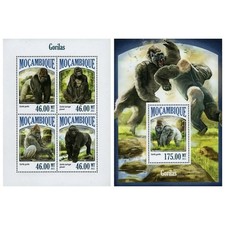 Gorillas Stamp Bundle Gorilla Gorilla Wild Animal Souvenir Sheet MNH 6987-6990