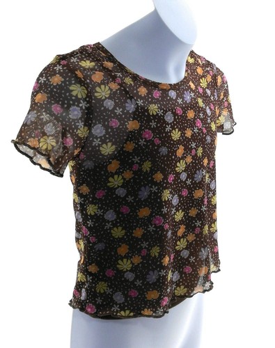 Belle Du Jour Pullover Girls Casual Round Neck Blouse Short Sleeve Color Brown - Picture 1 of 4