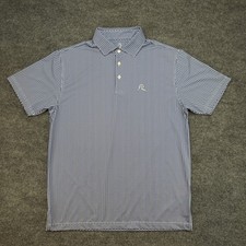 Rhoback Polo Shirt Men's Medium Blue Geometric Print Golf Performance Texas