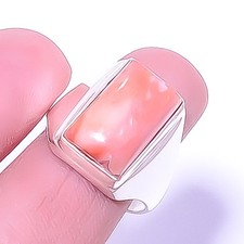 Baby Pink Opal - Peru 925 Sterling Silver Solitaire Ring s.9 R7631-21 A395