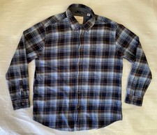 Weatherproof Vintage Plaid Shirt Blue Size Large Long Sleeve Button Up Flannel