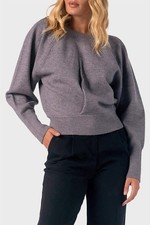 Elan Long Sleeve Twist Sweater Charcoal