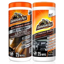 Armor All Ceramic Leather Cleaning Wipes 25 Count Car Leather Care Wipes