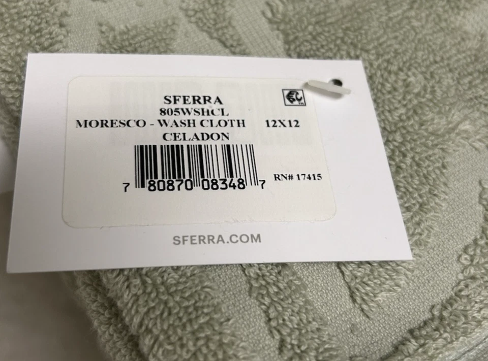 3 шт полотенца Sferra Moresco Celadon зеленые полотенце для одной руки и 2 салфетки для стирки новые - Изображение 3 из 4