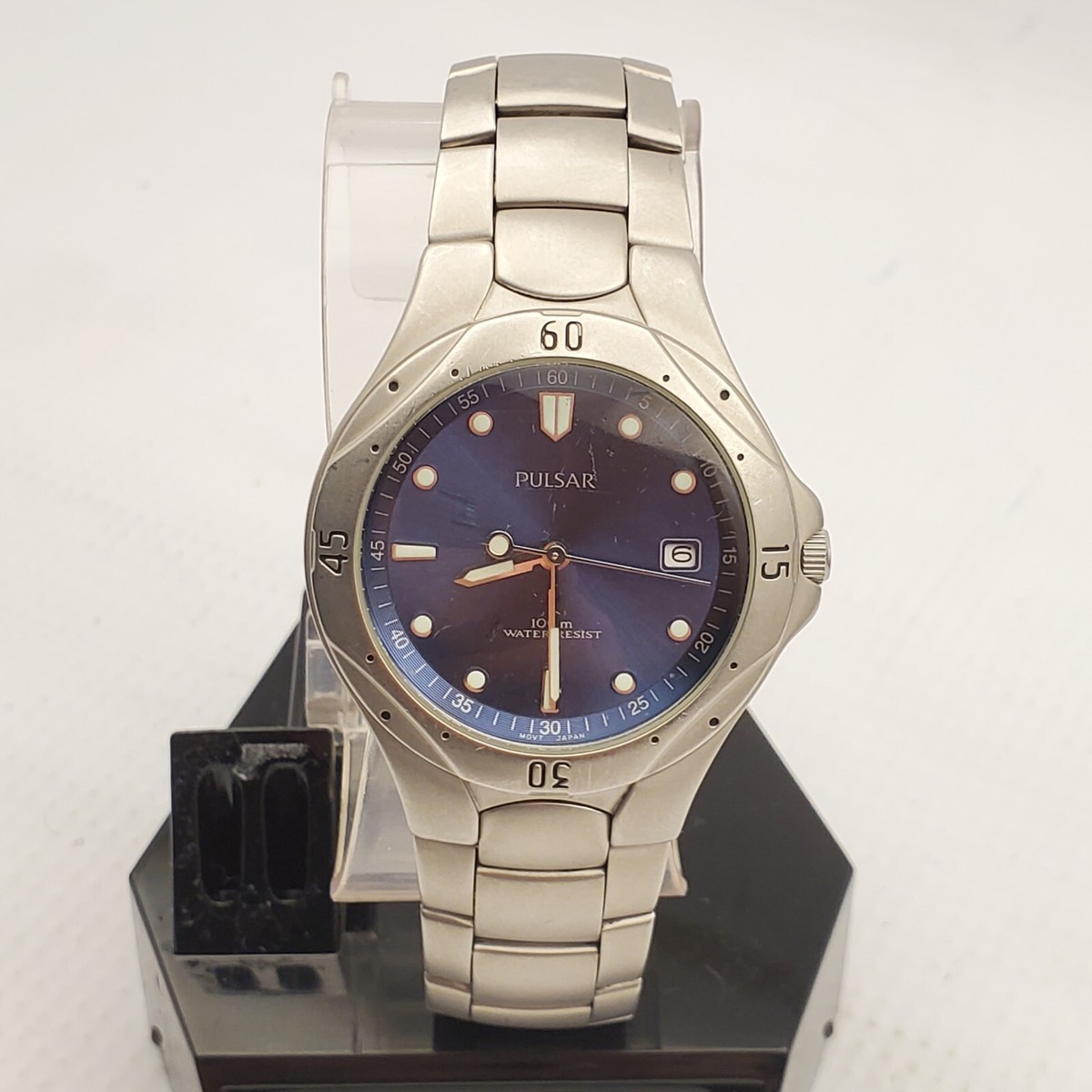 Creamware Pulser ジャンク品 PULSAR V732-X206 MEN'S QUARTZ WATCH JAPAN MOV'T DATE INDICATOR NEW