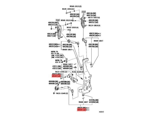Lexus LS460 Front Suspension Lower Arm LR 48620-50070 48640-50070