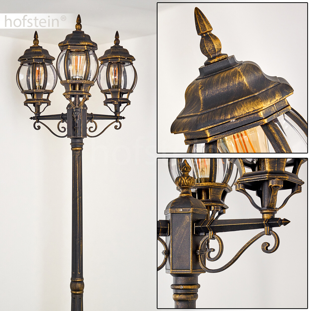 Lampade da giardino lanterna sentieri illuminazione marrone/oro candelabri esterno lampade da terra