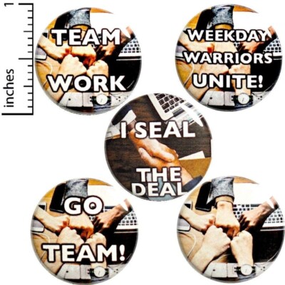 Set of 5 Positive Work Fridge Magnets Team Building Magnet 5 Pack  1'' MP10-1