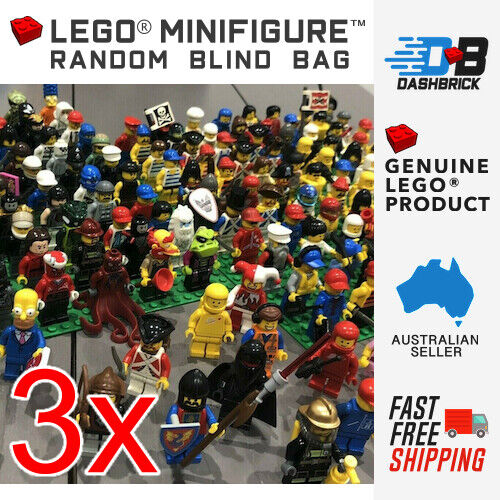 LEGO - 3 x Genuine LEGO Minifigures - Bulk Buy Pack - With Free Accessories