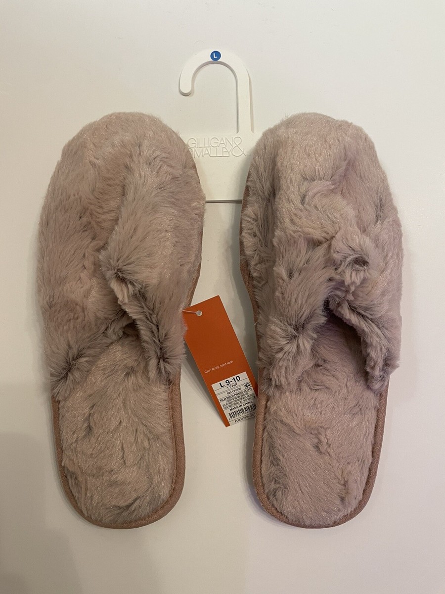 S Gilligan O'Malley Womens Palm Beach Pink Memory Foam Fur Slippers