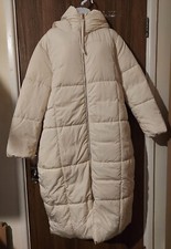 Esprit Longline Padded Coat With Hood In Cream - Xxl - £159
