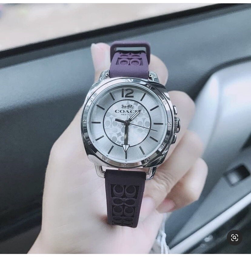 NWB 14503144 Purple Coach Women Boyfriend Logo-Embossed Rubber 