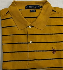 New U.S. Polo Assn. Men's Short Sleeve Polo Gold Stripe Size M $21.50