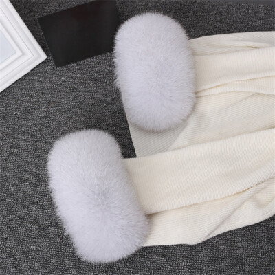 Women's Natural Real Fox Fur Cuffs Winter Wrist Keep Warm Sleeves Fashion Gloves