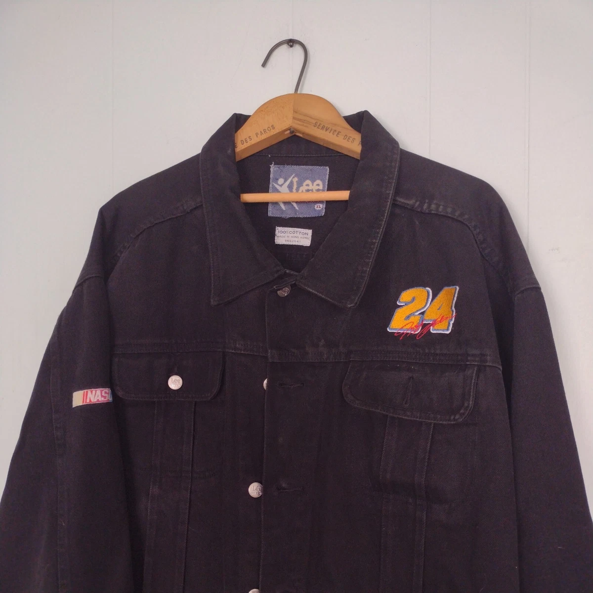 Black Jean Jacket Nascar Jeff Gordon Coat Car Racing Lee XL Denim