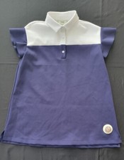 NWT NEW Fendi Kids blue and Ivory scuba dress with collar and logo 6y JFB232