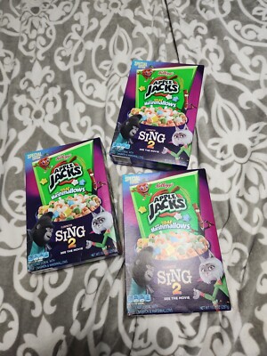 3x  Kelloggs  Apple Jacks with star marshmallows 10.5Oz  BRAND NEW SING 2 