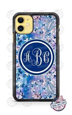 Paisley Blue Design Monogram Phone Case For iPhone Samsung Note 20 LG Google