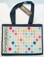 Rare NWT Vintage 2003 Hasbro SCRABBLE Game Board Dark Blue Denim Tote Purse Bag