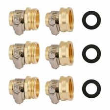 U.S. Solid 3pcs Brass 3/4" Garden Hose Repair Connector With SS304 Clamp