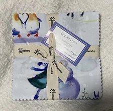 Clothworks WINTER LOVE Charm pack 42 Pc Sewing Quilting Fabric 5” X 5” Pre Cut