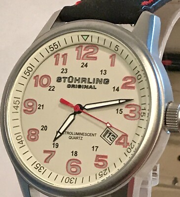 40mm White Dial | Backlight Button | HEDWIG AVIATOR Black Strap STUHRLING Watch