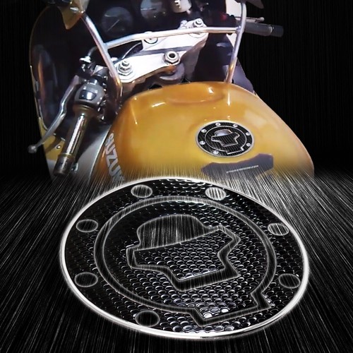 Chrome Silver+Black Gas Tank Fuel Cap Cover Protect Pad 97-03 GSXR-600/750/1000 - Picture 1 of 4